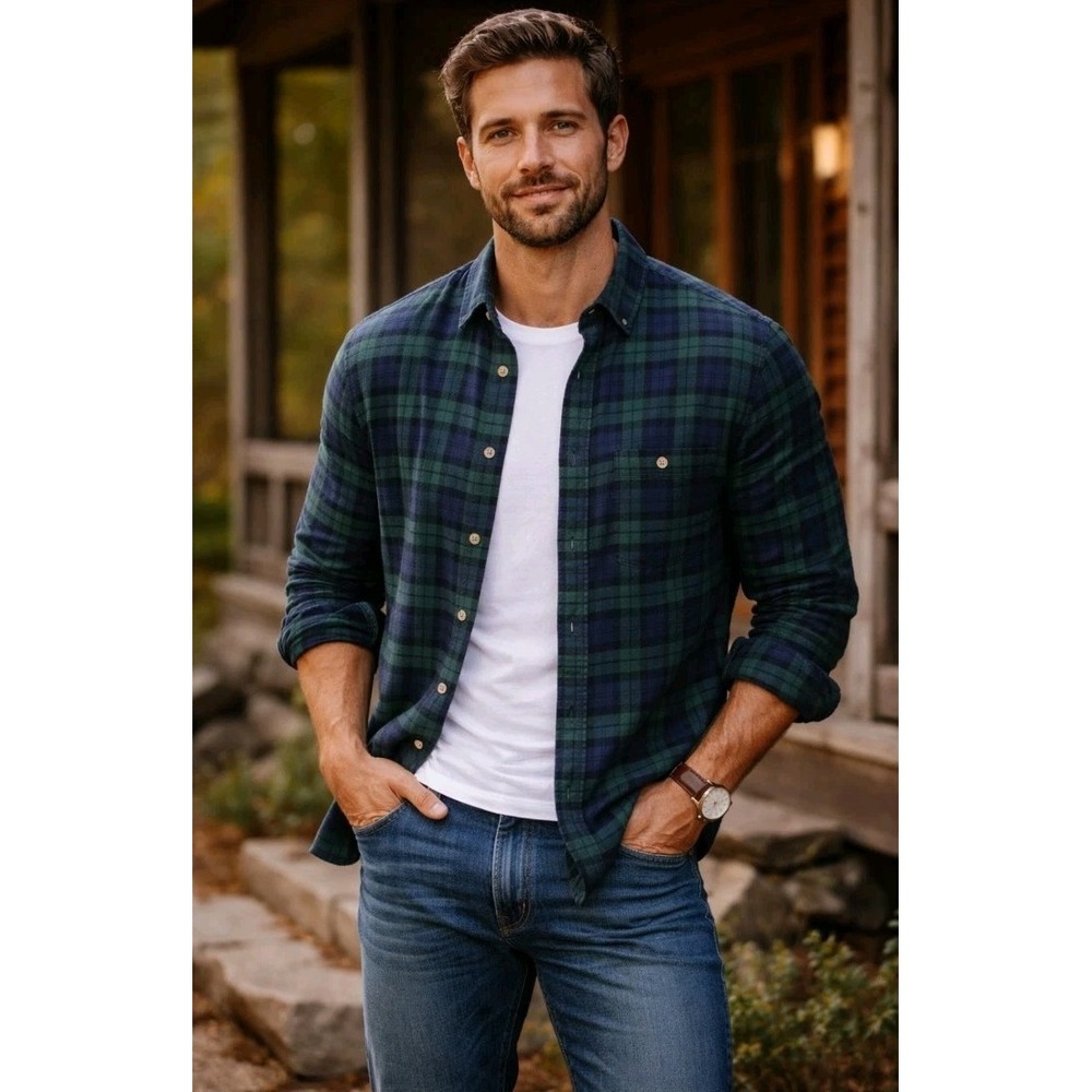Kiel James Patrick Cozy Cabin Flannels Shirt Mens Large Plaid Made‎ In USA